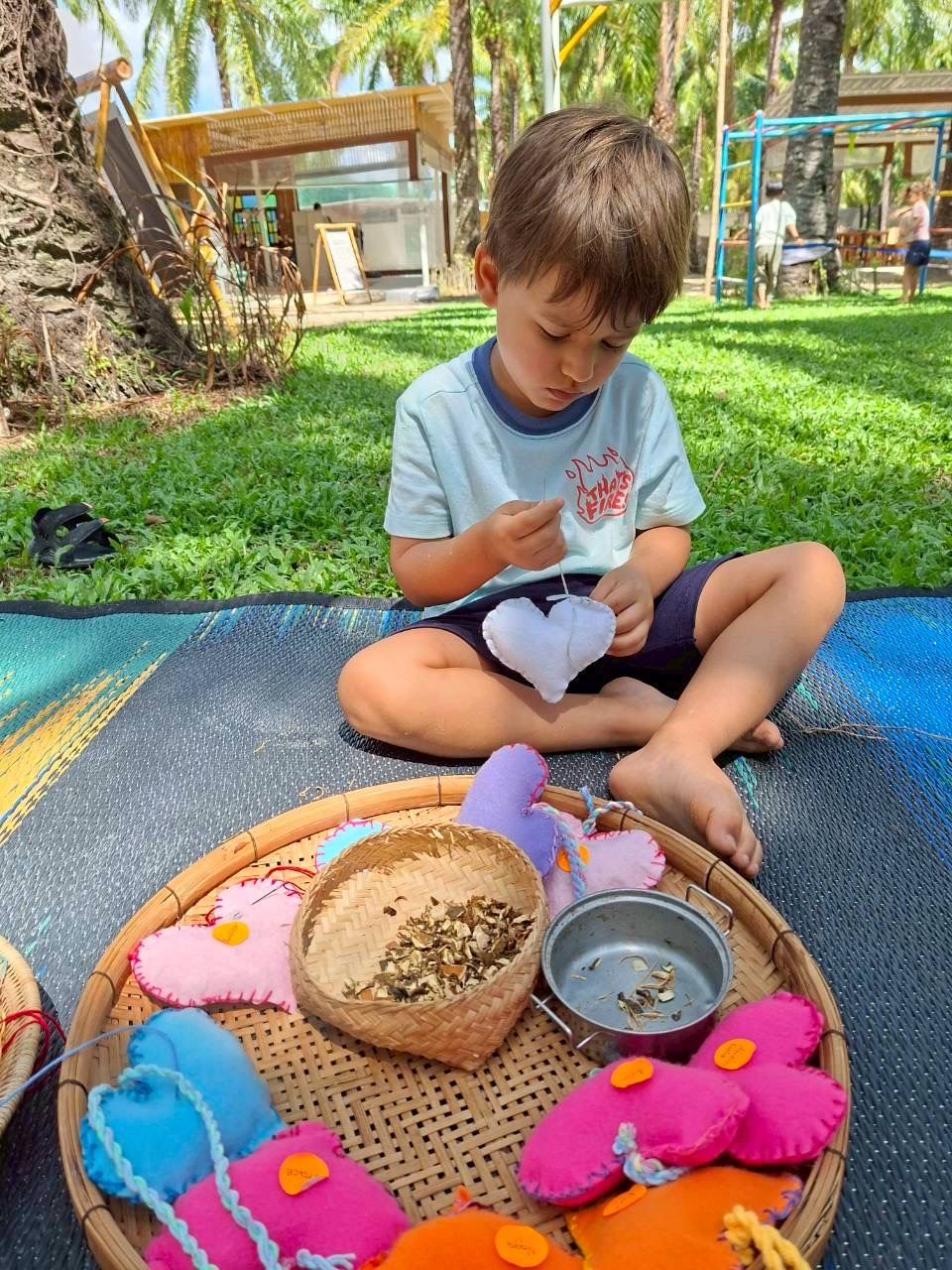 Waldorf handwork outdoors